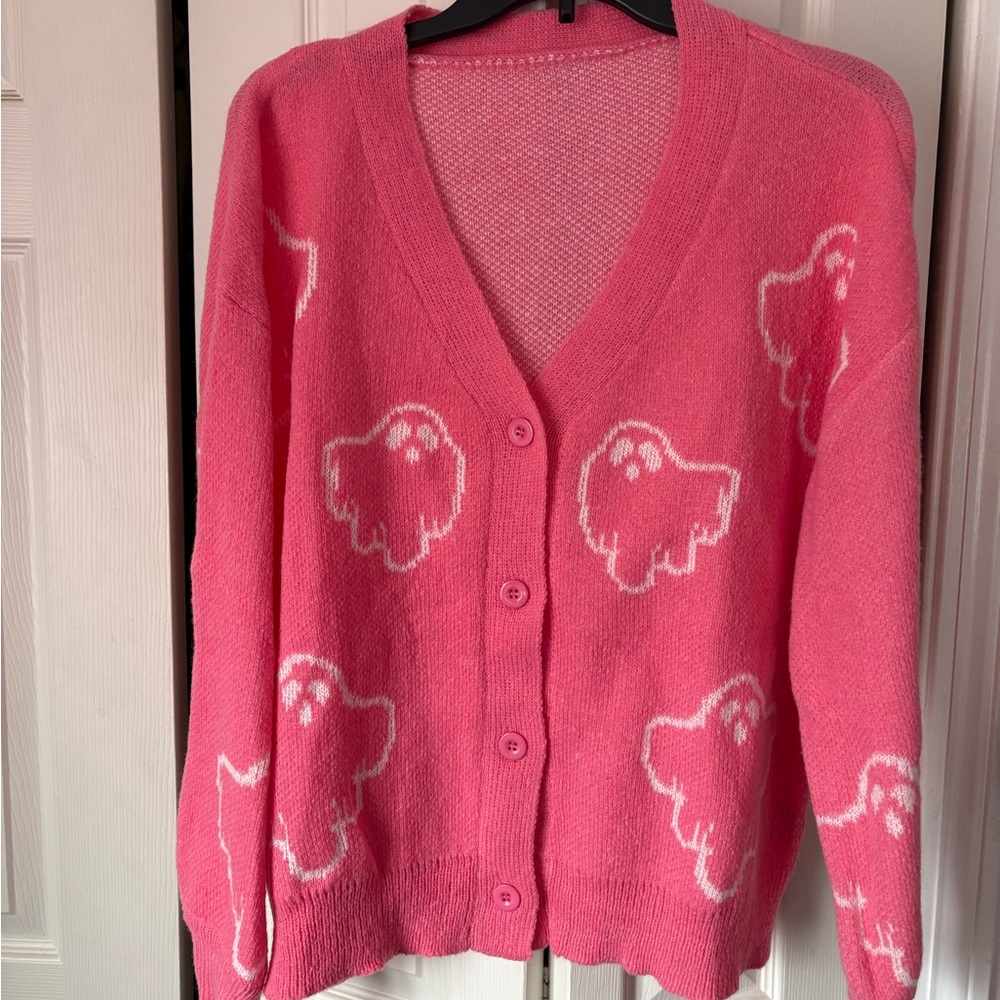 Pink Ghost Pattern Sweater